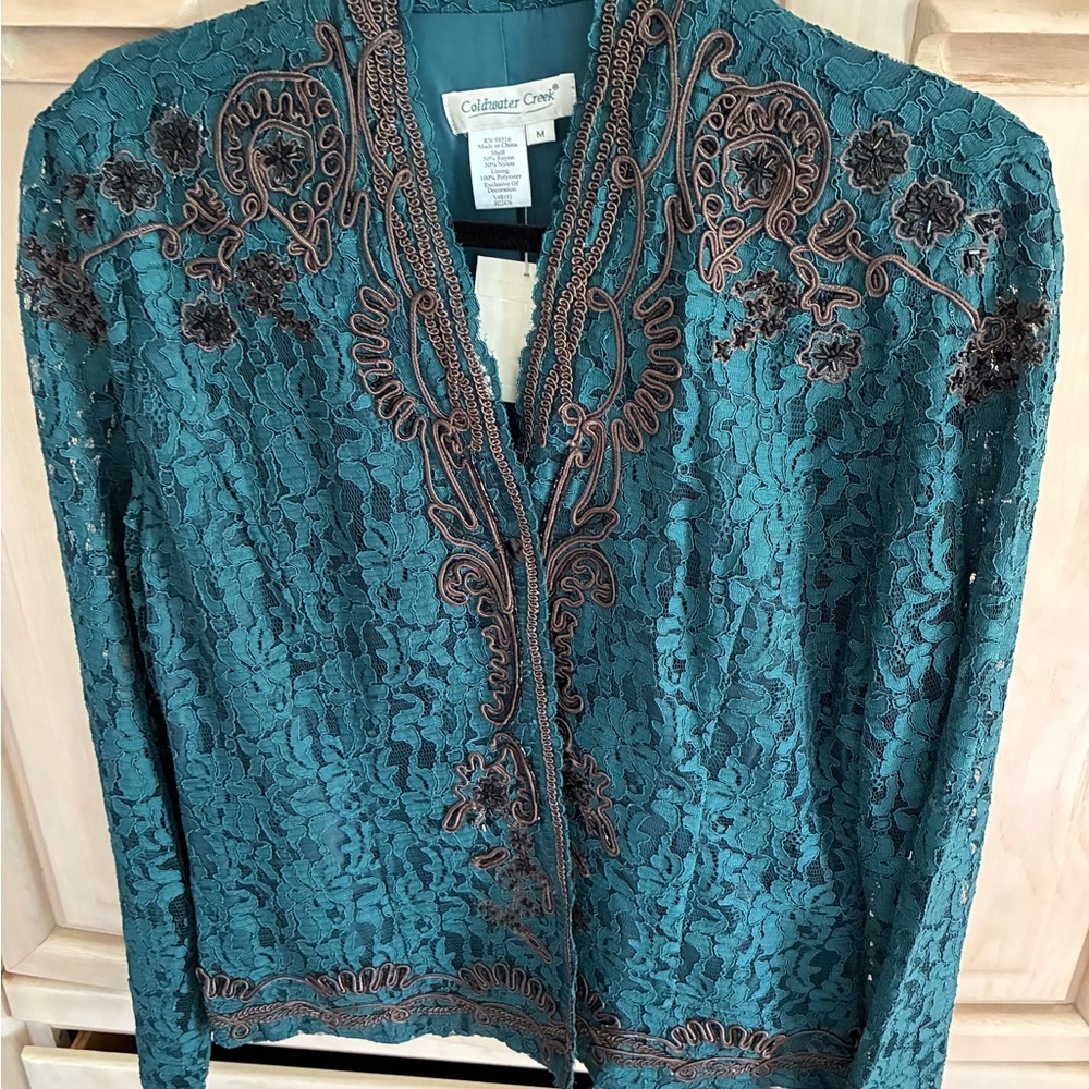 Vintage Coldwater Creek jacket NWOT Lace ,‎ embroidered